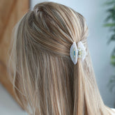 Hair clip evil eye mother of pearl green